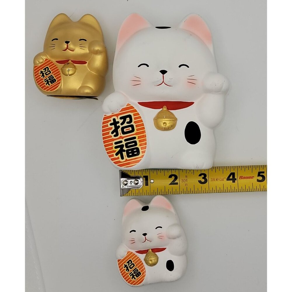 Set Of 3 Maneki Neko Lucky Cat Coin Banks - Picture 9 of 9